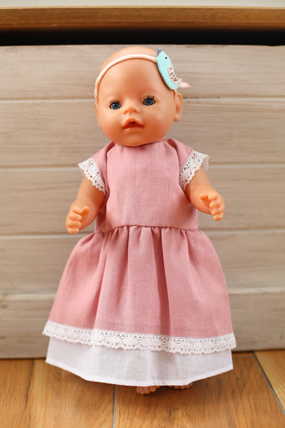 Кукольное платье пыльно-розового цвета